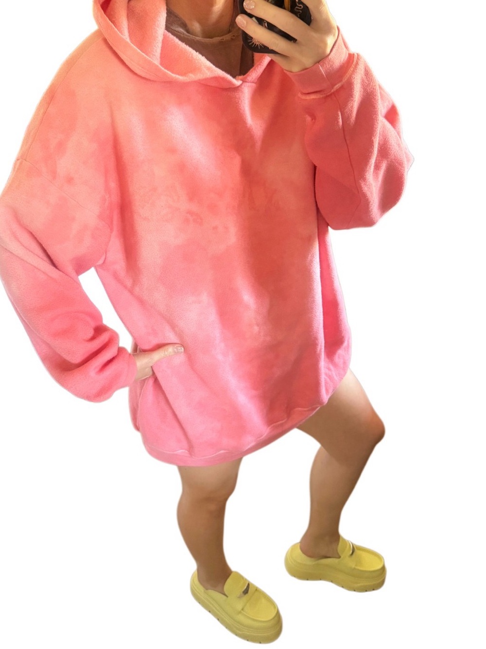 Custom Pink super soft cotton Tie-Dye Hoodie sweatshirt Sz small unisex baggy